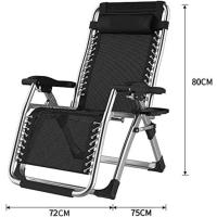 Sillas Plegables Sillas reclinables de tumbonas para tumbonas para la Playa Patio Jardín Acampar Al Aire Libre Portátil Home Lounge Chair Soporta 200 kg Negro (Color: con cojines grises) - details 8