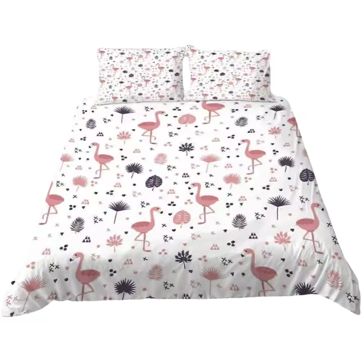 Conjunto de Ropa de Cama de Flamenco Lindo 240x260 cm Ropa de Cama de Microfibra con 2 Fundas de Almohada - 1
