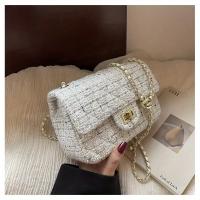 Bolso Cruzado de Tweed para Mujer Correa Ajustable Patrón a Cuadros Cierre de Cremallera Duradero - details 6