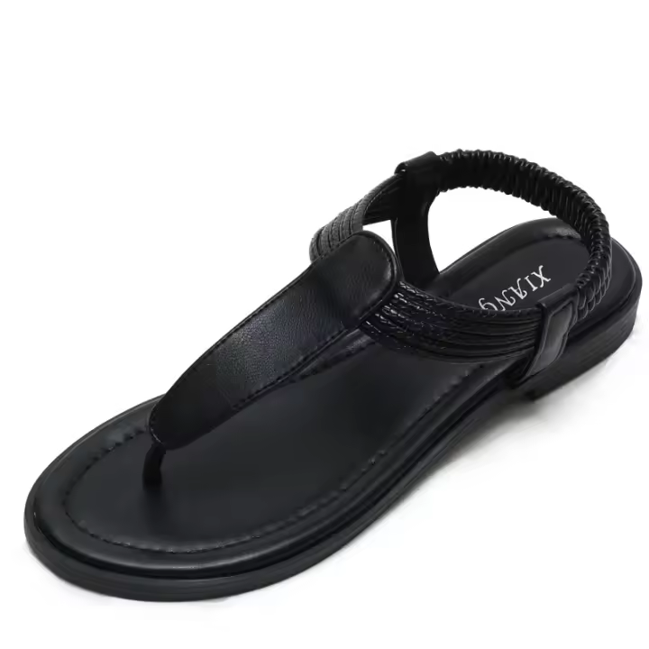 Sandalias de punta para mujer, nuevo estilo 2025, estilo étnico bohemio, combinación de colores simple, zapatos romanos de viaje retro - 1