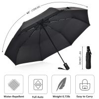 Paraguas Automático de Hueso Negro Grueso, Duradero, Resistente a UV, Diseño Plegable de Tres Foldes para Protección y Estilo - details 2