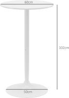 Mesa de bar redonda, mesa alta de cocina moderna con encimera laminada y marco de acero para 2 personas para comedor en casa Ø60x102 cm blanco - details 6
