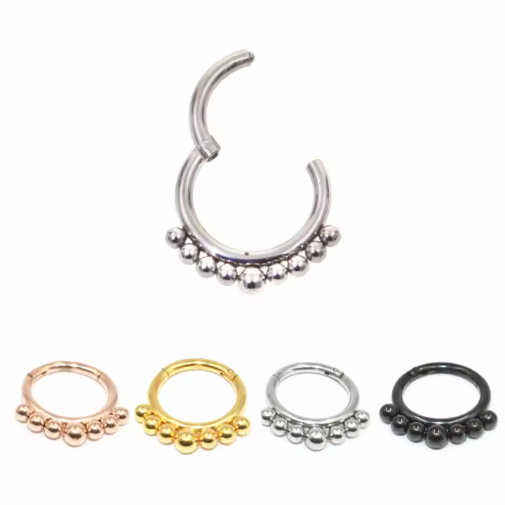 Anillos de Nariz de segmento con bisagras de acero, 1,2x8/10mm, de pezón pirsin, cartílago de oreja, tragus, hélice, piercings de labio, joyería de moda unisex - 1