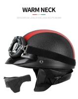 Casco de seguridad unisex para motociclismo, gafas eléctricas retro para moto, casco medio de moda, cuero PU - details 1