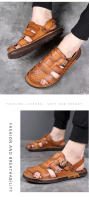 Sandalias de verano de los hombres de la bolsa de cuero de la cabeza sandalias de los hombres de desgaste exterior de conducción de doble propósito antideslizante zapatos de playa de moda de los hombres de carne de vacuno suelas de tendón - details 13