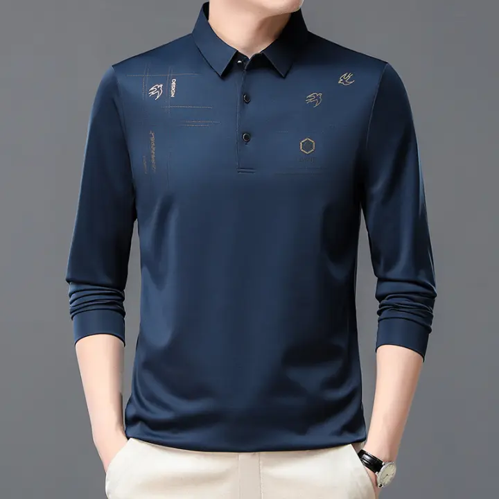 Camiseta de Hombre CASUMANL Estampado Sólido para Primavera y Otoño Cuello Doblado Casual - 1