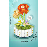 Bloques de construcción en maceta de rosas para niños, flor eterna, planta, ramo, montaje de ladrillos, adorno creativo, juguetes para niños, regalos de Navidad, 536 piezas - details 4