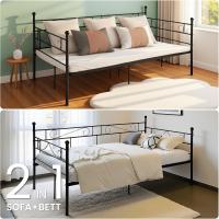 Marcos Diván Cama Individual de Metal, Estructura Sofá Cama Hierro Forjado para Adultos, Adecuado para Colchón de 90x190 cm, Negro - details 3