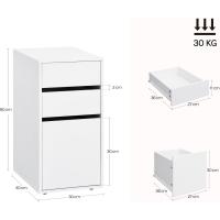 Mesita de Noche con 3 Cajones de 2 Tamaño,Mesa Auxiliar 30x40x60 cm, Mesita Blanca para Cama, Cómoda con Espacio de Almacenamiento, para Dormitorio, Salón y Estudio, NTS17ws-2 - details 2