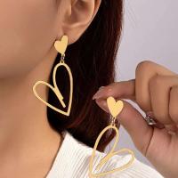 Pendientes colgantes en forma de corazón de amor de doble capa para mujer, joyería bohemia para las orejas, nueva moda 2024 - details 0