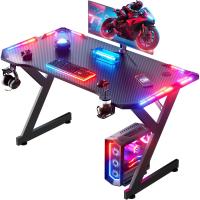 120 cm × 60 cm, Mesa Gamer Ergonómica con LED, Escritorio Gaming con Tablero de Fibra de Carbono - details 2