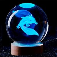 1pc lámpara de bola de cristal grabada con láser Axolotl 3D, luz nocturna multicolorida, regalo creativo de cumpleaños para novia, compañera de clase, esposa, niños, decoración del hogar para sala de estar y dormitorio - details 2