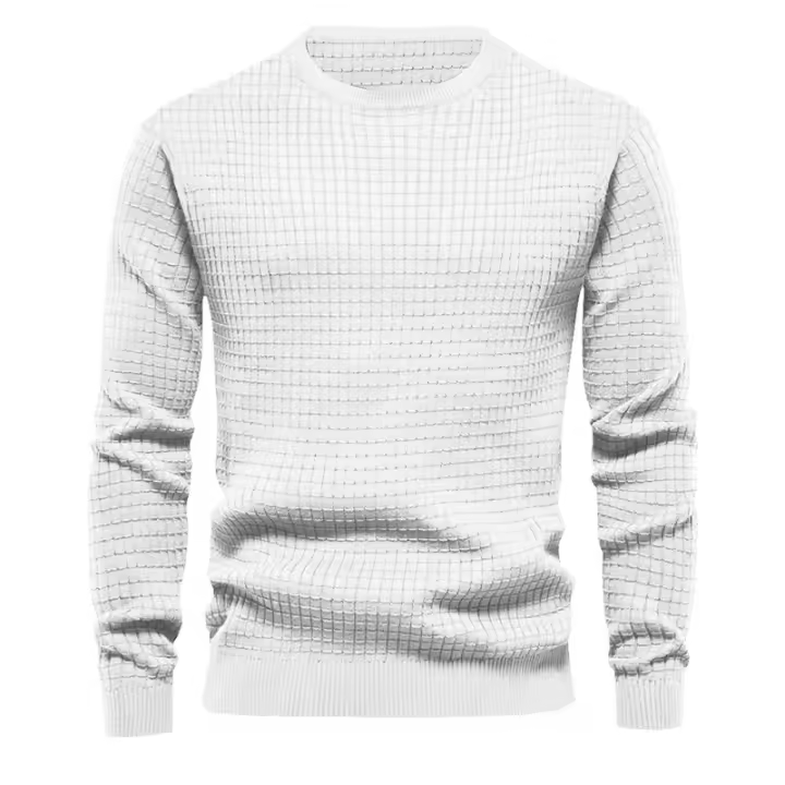 Suéter de punto para hombre, camiseta informal de manga larga con cuello redondo y ajuste holgado - 1