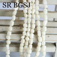 Gemas de Coral de bambú de mar blanco Natural, pequeñas, 4-5mm, cilindro Irregular, tambor, patata, cuentas espaciadoras sueltas, 15" - details 1