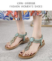 Sandalias de nuevo estilo con diamantes de imitación, cómodas, de punta redonda, para vacaciones en la playa, zapatos planos de talla grande - details 15