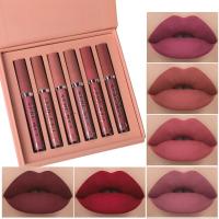 Juego de brillo de labios para mujer, lápiz labial mate, maquillaje de esmalte de labios impermeable de larga duración, Kit de brillo de labios Nude, taza antiadherente, 6 colores - details 33