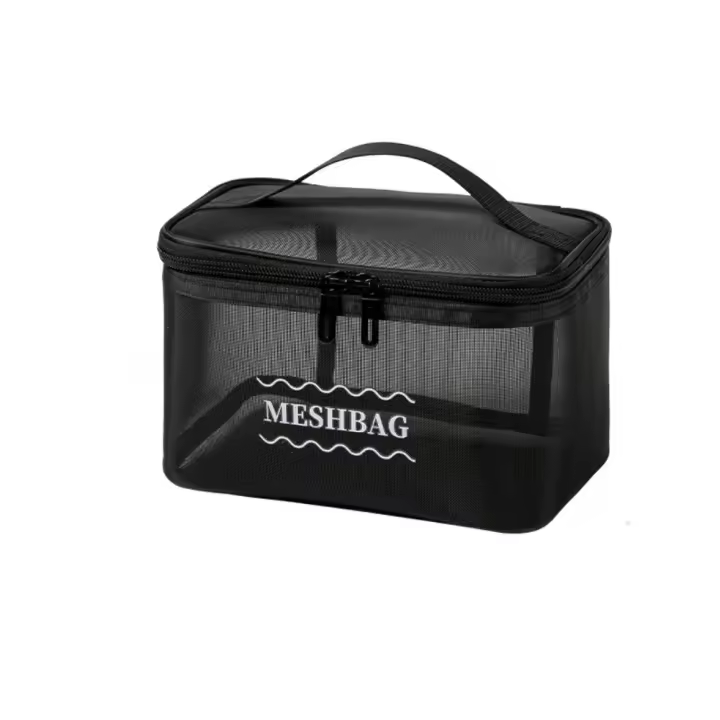 Bolsa de cosméticos de malla transparente informal para mujer, neceser transpirable de gran capacidad, bolsa organizadora de maquillaje ligera de mano - 1