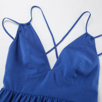 Primavera Verano Nuevo cuello en V sin espalda Diseño de correa Estilo Sense Casual A-line Vestido largo para mujer - details 15