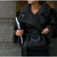 Chaqueta Larga de Lana de Oveja con Detalles de Parche Abrigo de Invierno Cálido con Cinturón y Bolsillo Moda Callejera Femenina 2024 - details 26