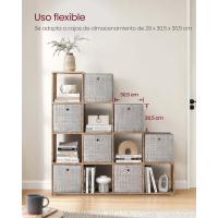 Librería con 10 Cubos, Estantería para Libros con Compartimentos Abiertos, Decoraciones, Fotos, Plantas, Salón, Dormitorio, Estudio, 29 x 129,5 x 129,5 cm, Marrón Rústico - details 18