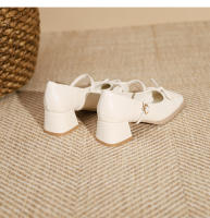 Zapatos individuales de tacón grueso cosidos con lazo de nuevo estilo, zapatos de mujer de tacón medio. - details 36