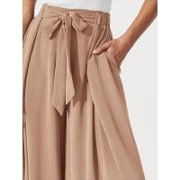 Mujeres lisas elegantes y con estilo, pantalones sueltos cómodos, pantalones de pierna ancha con cordón de cintura alta para verano - details 7