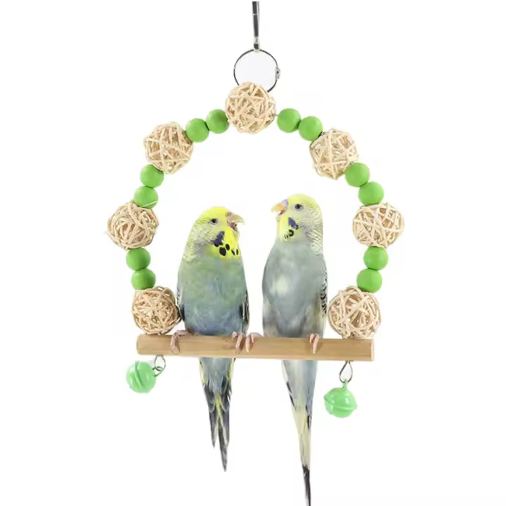 Juguete de pájaro de Color caramelo, columpio para loros, hamaca, anillo, peonía, suministros para mascotas - 1