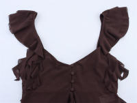 OUWU- Chaleco ajustado con volantes en capas lisas para mujer, Top elegante con cuello en V sin mangas y dobladillo Irregular, novedad de verano 2025, ropa elegante para vacaciones para mujer - details 2