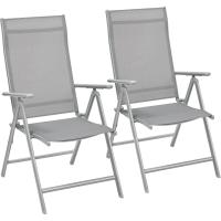 Sillas Plegables de Jardín, Juego de 4, Silla de Exterior con Marco de Metal, Respaldo Reclinable en 8 Ángulos, Carga de 150 kg, Gris GCB30GY - details 14