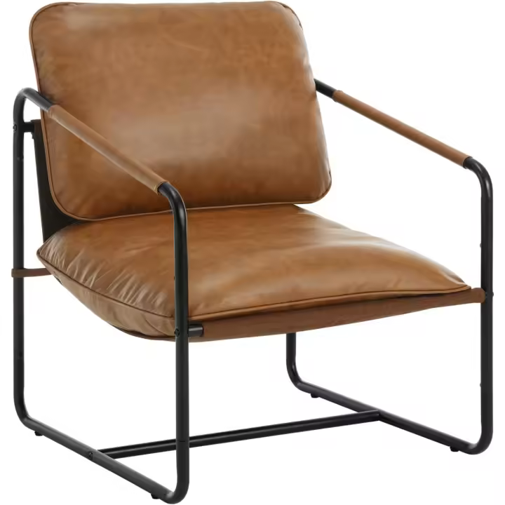 Sofá de Salón con Resalto Sofá Relax para Dormitorio y Sala de Estar Estructura de Metal y Cuero PU - 1