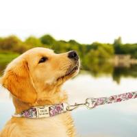 Conjunto Collar perro personalizado, collares nailon perro, correa caminar con estampado Floral mascotas, etiqueta de - details 12