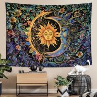 1 tapiz de sol y luna, tapiz floral misterioso, tapiz estético retro de pared de plantas florales de estilo hippie - details 1