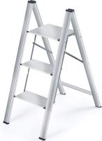 Peldaños de Aluminio, Escalera Pequena Plegable Segura de Hogar con Mecanismo Antiplegado, Taburete Escalera Portatil para Cocina Domestica, Peso Máximo 150kg, Negro - details 21