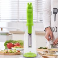 Pelador de verduras verde extraíble con hoja afilada de acero inoxidable, pelador de cocina duradero con contenedor, pelador de frutas - details 2
