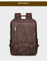 Mochila de cuero para hombre, bolso de negocios para ordenador portátil de 15,6 pulgadas, de gran capacidad, para viaje y colegio - details 12