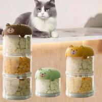 Caja de comida para gatos de plástico portátil multicapa, caja de embalaje de alimentos para mascotas sellada a prueba de humedad, cubo de comida para gatos bonito para mascotas - details 1