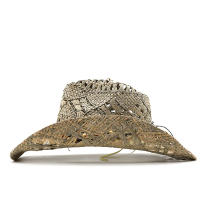 Sombrero de paja de vaquero del oeste de Panamá para hombre y mujer, gorra de Jazz de verano, a prueba de viento, con cuerda, sombreado, de ala ancha - details 1