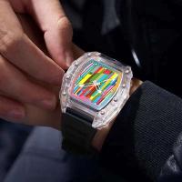 Reloj de Pulsera de Cuarzo de Lujo Automático Estilo Hueco Impermeable Deportivo Correa de Cuero - details 12