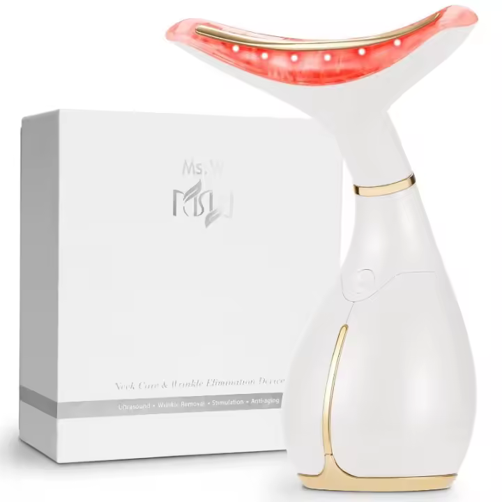 Herramienta de masaje facial con luz roja, masajeador facial para el cuidado de la piel con LED calentado y tensores de vibración y rejuvenecimiento para rostro y cuello - 1