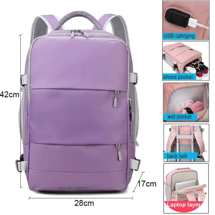 Mochila de Gimnasio USB para Damas y Estudiantes con Carga USB Bolsa de Hombro de Nylon Capacidad 20-50 Litros Ideal para Laptop Escuela y Uso Diario - 1