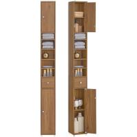 Mueble de Baño Estrecho Armario Auxiliar de Baño en MDF Resistente al Agua con Estantes Ajustables y Cajón Blanco 20x180x20cm - details 17