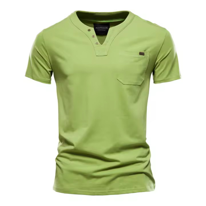 Camiseta Informal de Verano para Hombre Camiseta Deportiva de Moda con Bolsillo de Algodón - 1
