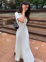 TARUXY-Vestidos largos ajustados de punto para mujer, vestidos largos informales holgados de cintura alta con temperamento elegante para otoño - details 21