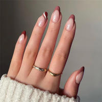 24Pcs Uñas Postizas De Póker Manicura Ballerina Removible Almendra Uñas Falsas De Decoración Para Mujeres Y Niñas Uñas Postizas De Cuchara Completo - details 35