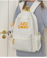 Mochila coreana simple de color sólido con alfabeto para estudiantes, mochila ligera de gran capacidad para viajes, mochila informal versátil - details 29