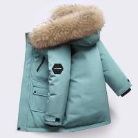 Abrigos de algodón para niños, ropa de abrigo gruesa con cuello de piel grande para invierno, chaquetas cálidas con capucha para niños, Parkas informales de moda para adolescentes - details 5