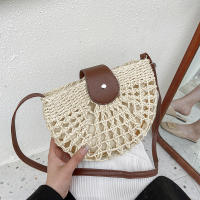 Bolso de paja para mujer, bandolera semicircular hecha a mano de ratán, bolso de mano para viaje y playa - details 17