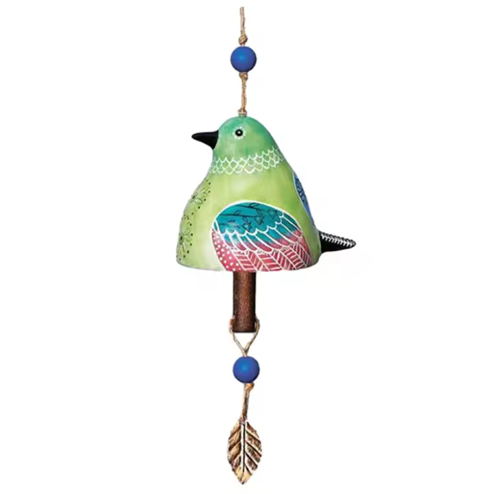 Campana de canción de pájaro para decoración de jardín, campanilla de viento rústica colgante, campana de tubo de Metal, campana de puerta colgante D - 1