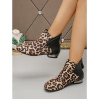 Botas cortas con estampado de leopardo para mujer, botines planos de tacón bajo, talla grande, para otoño, 2024 - details 24