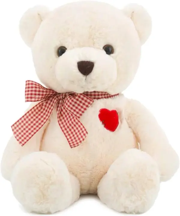 Oso de Peluche Blanco de Pequeño Corazón Regalo Suave para San Valentín - 1